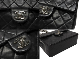 CHANEL シャネル ミニマトラッセ17 ショルダーバッグ ココマーク 4番台 ラムスキン ブラック シルバー金具 美品 中古 4b007351