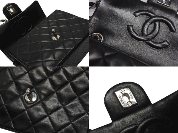 CHANEL シャネル ミニマトラッセ17 ショルダーバッグ ココマーク 4番台 ラムスキン ブラック シルバー金具 美品 中古 4b007351
