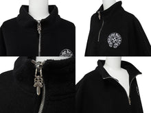 画像をギャラリービューアに読み込む, CHROME HEARTS クロムハーツ YKT U TARDY SWEEP HLF ZIP ダガーハーフジップフリース サイズXL ホースシュー ブラック 美品 中古 4b007355