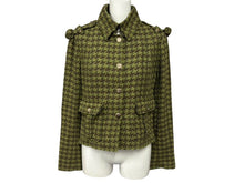 画像をギャラリービューアに読み込む, 極美品 CHANEL シャネル ツイードジャケット P32181V18440 サイズ36 ココマーク グリーン ブラウン シルク リネン コットン 中古 4b007356