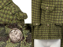 画像をギャラリービューアに読み込む, 極美品 CHANEL シャネル ツイードジャケット P32181V18440 サイズ36 ココマーク グリーン ブラウン シルク リネン コットン 中古 4b007356