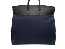 画像をギャラリービューアに読み込む, 極美品 HERMES エルメス ハンドバッグ オータクロア50 ネイビー×ブラック トワルキャントゴ シルバー金具 ◽︎I刻印 中古 4b007363