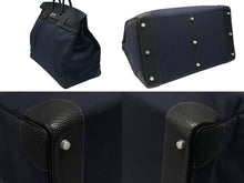画像をギャラリービューアに読み込む, 極美品 HERMES エルメス ハンドバッグ オータクロア50 ネイビー×ブラック トワルキャントゴ シルバー金具 ◽︎I刻印 中古 4b007363