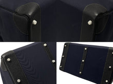 画像をギャラリービューアに読み込む, 極美品 HERMES エルメス ハンドバッグ オータクロア50 ネイビー×ブラック トワルキャントゴ シルバー金具 ◽︎I刻印 中古 4b007363