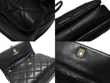 画像をギャラリービューアに読み込む, CHANEL シャネル マトラッセ トップハンドル フラップバッグ 20番台 A92236 カーフスキン ブラック ゴールド金具 美品 中古 4b007365