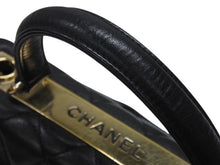 画像をギャラリービューアに読み込む, CHANEL シャネル マトラッセ トップハンドル フラップバッグ 20番台 A92236 カーフスキン ブラック ゴールド金具 美品 中古 4b007365