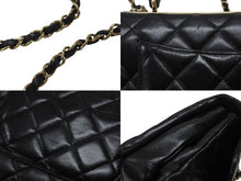 画像をギャラリービューアに読み込む, CHANEL シャネル マトラッセ トップハンドル フラップバッグ 20番台 A92236 カーフスキン ブラック ゴールド金具 美品 中古 4b007365