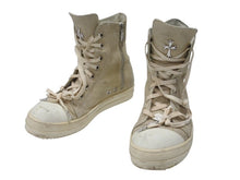 画像をギャラリービューアに読み込む, クロムハーツ リックオウエンス ラモーンズ ダストスエード スニーカー ダガー レザー シルバー925 サイズ43 1/2 グレー 美品 中古 4b007368