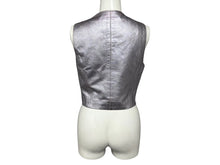 画像をギャラリービューアに読み込む, CHANEL シャネル ココマークボタン ベスト P03671 96P 1996年 スプリングコレクション ラムスキン メタリックパープル 38 美品 中古 4b007375