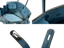 画像をギャラリービューアに読み込む, HERMES エルメス ショルダーバーキン ハンドバッグ トリヨンクレマンス ブルージーン □I刻印 SV金具 2005年 ゴルチェ期 美品 中古 4b007387