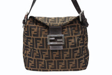 画像をギャラリービューアに読み込む, FENDI フェンディ マンマバケット ワンショルダーバッグ ズッカ柄 キャンバス レザー ブラウン シルバー金具 美品 中古 4b007932