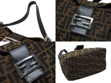 画像をギャラリービューアに読み込む, FENDI フェンディ マンマバケット ワンショルダーバッグ ズッカ柄 キャンバス レザー ブラウン シルバー金具 美品 中古 4b007932