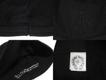 画像をギャラリービューアに読み込む, CHROME HEARTS クロムハーツ サーマルニット帽 ビーニー ヴィンダガーロゴ コットン ブラック ホワイト 美品 中古 4b007393