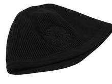 画像をギャラリービューアに読み込む, CHROME HEARTS クロムハーツ サーマルニット帽 ビーニー クロス ロゴ コットン ブラック ホワイト 美品 中古 4b007394