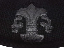画像をギャラリービューアに読み込む, 極美品 CHROME HEARTS クロムハーツ BSフレア レザーパッチ ニットキャップ BSフレア ボタン ビーニー カシミヤ ブラック ONE SIZE 中古 4b007395