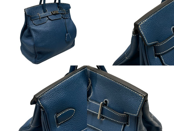 新品同様 HERMES エルメス ハンドバッグ オータクロア40 ブルータラサ ◽︎G刻印 トゴ パラジウム金具 中古 4b007398