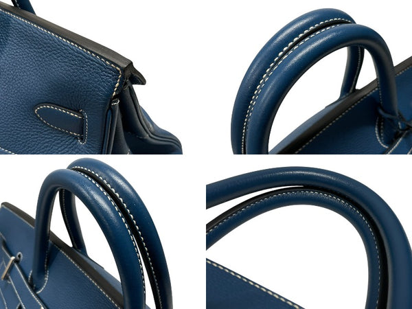 新品同様 HERMES エルメス ハンドバッグ オータクロア40 ブルータラサ ◽︎G刻印 トゴ パラジウム金具 中古 4b007398