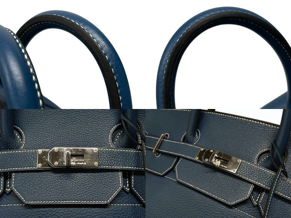 新品同様 HERMES エルメス ハンドバッグ オータクロア40 ブルータラサ ◽︎G刻印 トゴ パラジウム金具 中古 4b007398