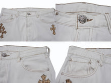 画像をギャラリービューアに読み込む, 極美品 CHROME HEARTS クロムハーツ LEVI'S リーバイス 501 クロスパッチデニム ジーンズ サイズ32 レオパード ハラコ 15パッチ 中古 4b007407