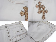 画像をギャラリービューアに読み込む, 極美品 CHROME HEARTS クロムハーツ LEVI'S リーバイス 501 クロスパッチデニム ジーンズ サイズ32 レオパード ハラコ 15パッチ 中古 4b007407