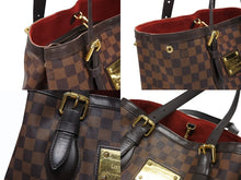 画像をギャラリービューアに読み込む, LOUIS VUITTON ルイヴィトン ハムステッドMM トートバッグ N51204 ダミエ エベヌ ブラウン PVC ダミエキャンバス 美品 中古 4b007414