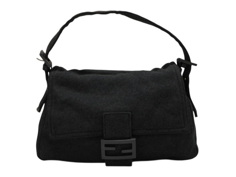 FENDI フェンディ マンマバケット ワンショルダーバッグ トートバッグ コットン メタル グレー メタルブラック 美品 中古 4b007417