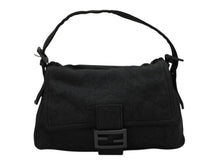 画像をギャラリービューアに読み込む, FENDI フェンディ マンマバケット ワンショルダーバッグ トートバッグ コットン メタル グレー メタルブラック 美品 中古 4b007417