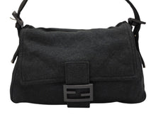 画像をギャラリービューアに読み込む, FENDI フェンディ マンマバケット ワンショルダーバッグ トートバッグ コットン メタル グレー メタルブラック 美品 中古 4b007417