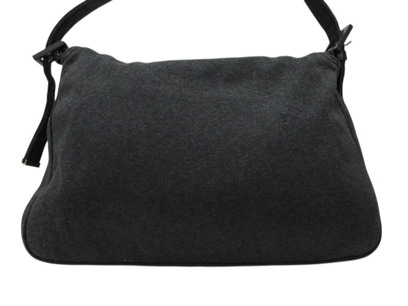 FENDI フェンディ マンマバケット ワンショルダーバッグ トートバッグ コットン メタル グレー メタルブラック 美品 中古 4b007417