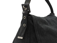 画像をギャラリービューアに読み込む, FENDI フェンディ マンマバケット ワンショルダーバッグ トートバッグ コットン メタル グレー メタルブラック 美品 中古 4b007417
