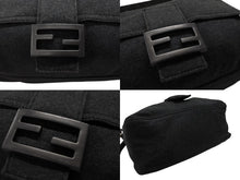 画像をギャラリービューアに読み込む, FENDI フェンディ マンマバケット ワンショルダーバッグ トートバッグ コットン メタル グレー メタルブラック 美品 中古 4b007417