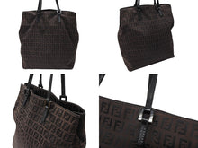 画像をギャラリービューアに読み込む, FENDI フェンディ ズッキーノ柄 トートバッグ 8BH067 ブラウン キャンバス レザー シルバー金具 美品 中古 4b007421