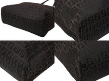 画像をギャラリービューアに読み込む, FENDI フェンディ ズッキーノ柄 トートバッグ 8BH067 ブラウン キャンバス レザー シルバー金具 美品 中古 4b007421