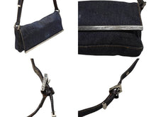 画像をギャラリービューアに読み込む, FENDI フェンディ ワンショルダーバッグ ハンドバッグ イタリア製 デニム レザー ネイビー シルバー金具 美品 中古 4b007424