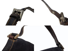 画像をギャラリービューアに読み込む, FENDI フェンディ ワンショルダーバッグ ハンドバッグ イタリア製 デニム レザー ネイビー シルバー金具 美品 中古 4b007424