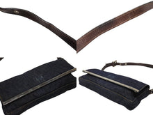 画像をギャラリービューアに読み込む, FENDI フェンディ ワンショルダーバッグ ハンドバッグ イタリア製 デニム レザー ネイビー シルバー金具 美品 中古 4b007424