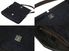 画像をギャラリービューアに読み込む, FENDI フェンディ ワンショルダーバッグ ハンドバッグ イタリア製 デニム レザー ネイビー シルバー金具 美品 中古 4b007424