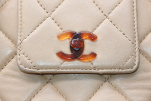 CHANEL シャネル チェーンワンショルダーバッグ 5番台 ココマーク ラムスキン ベージュ ブラウン べっ甲柄 美品 中古 4b007426