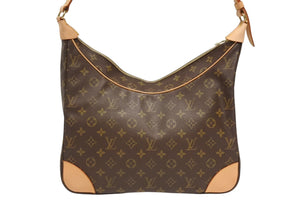 極美品 LOUIS VUITTON ルイヴィトン ブローニュ35 ショルダーバッグ M51260 PVC ヌメ革 ブラウン ゴールド金具 中古 4b011244