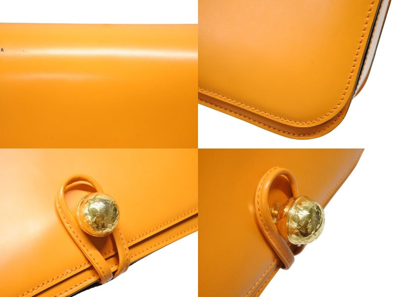 CELINE One Shoulder Bag Handbag MC96 Made in Italy Leather Orange Gold Hardware Good Condition Used 4b007427