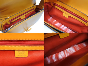 CELINE セリーヌ ワンショルダーバッグ ハンドバッグ MC96 イタリア製 レザー オレンジ ゴールド金具 美品 中古 4b007427