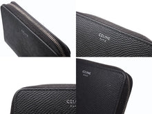画像をギャラリービューアに読み込む, CELINE セリーヌ コンパクトジップドウォレット ラウンドファスナー コインケース S-SD-4178 ブラック レザー シルバー金具 美品 中古 4b007428