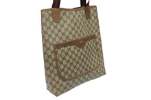 画像をギャラリービューアに読み込む, GUCCI グッチ シェリーライン GGロゴ トートバッグ ベージュ オールドグッチ 39.02.003 PVC レザー ゴールド金具 美品 中古 4b007434