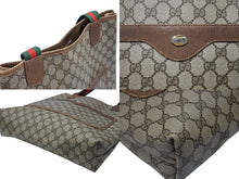 画像をギャラリービューアに読み込む, GUCCI グッチ シェリーライン GGロゴ トートバッグ ベージュ オールドグッチ 39.02.003 PVC レザー ゴールド金具 美品 中古 4b007434