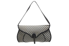 画像をギャラリービューアに読み込む, CELINE セリーヌ マカダム ワンショルダーバッグ YS 00755 ナイロンキャンバス レザー グレー ブラック シルバー金具 美品 中古 4b007437