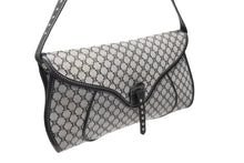 画像をギャラリービューアに読み込む, CELINE セリーヌ マカダム ワンショルダーバッグ YS 00755 ナイロンキャンバス レザー グレー ブラック シルバー金具 美品 中古 4b007437