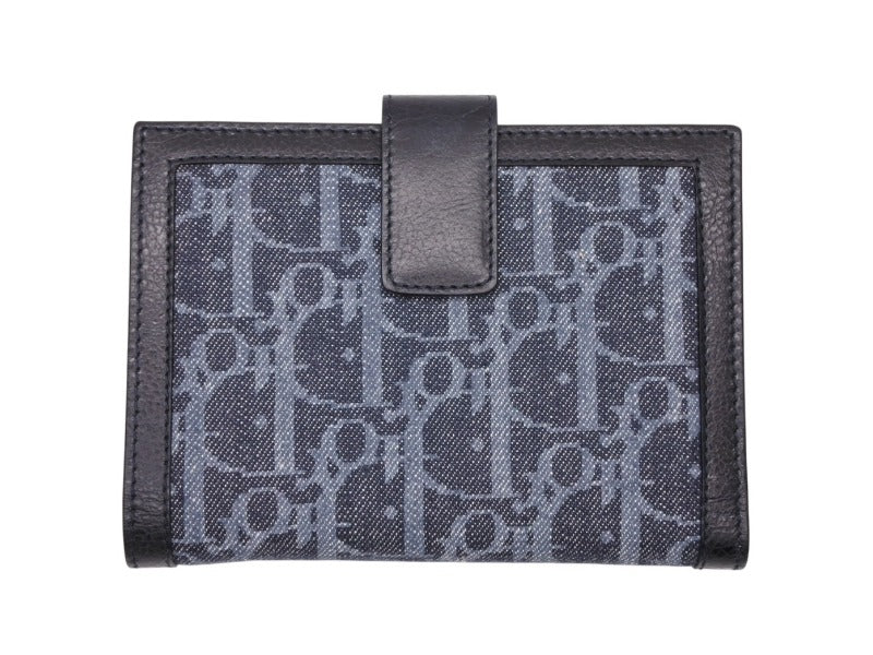 Like new CHRIATIAN DIOR Bifold Wallet Compact Wallet Trotter Line Navy Black Orange Used 4b007438