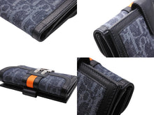 Load image into Gallery viewer, 新品同様 CHRIATIAN DIOR クリスチャンディオール 二つ折り財布 コンパクト財布 トロッターライン ネイビー ブラック オレンジ 中古 4b007438