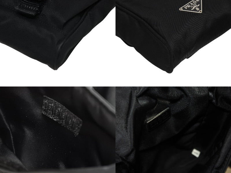 PRADA Triangle Logo Mini Shoulder Bag Phone Case Pouch Black Made in Italy Silver Hardware Good Condition Used 4b007439