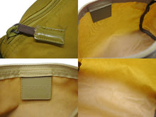 画像をギャラリービューアに読み込む, PRADA プラダ ハンドバッグ ワンショルダーバッグ トライアングルロゴ イタリア製 ナイロン イエロー カーキ シルバー金具 美品 中古 4b007441